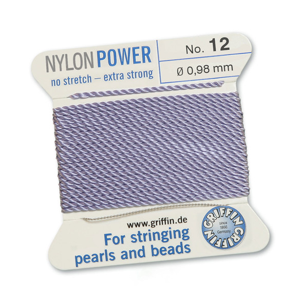 Griffin NylonPower Cord 2m 1 Needle - Size 12 Lilac