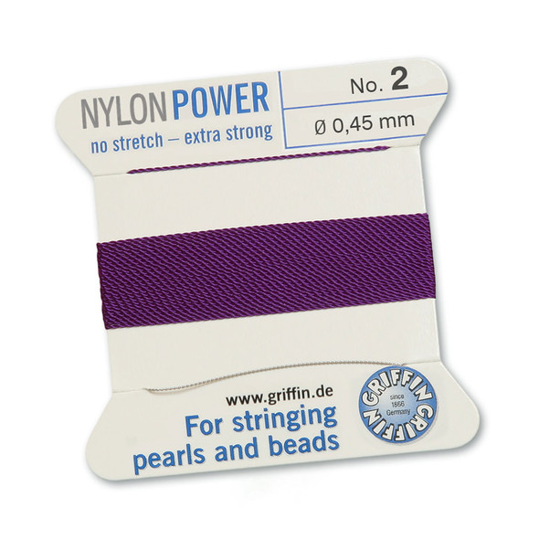 Griffin NylonPower Cord 2m 1 Needle - Size 2 Amethyst