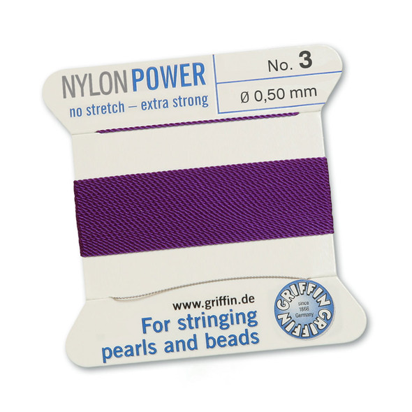 Griffin NylonPower Cord 2m 1 Needle - Size 3 Amethyst