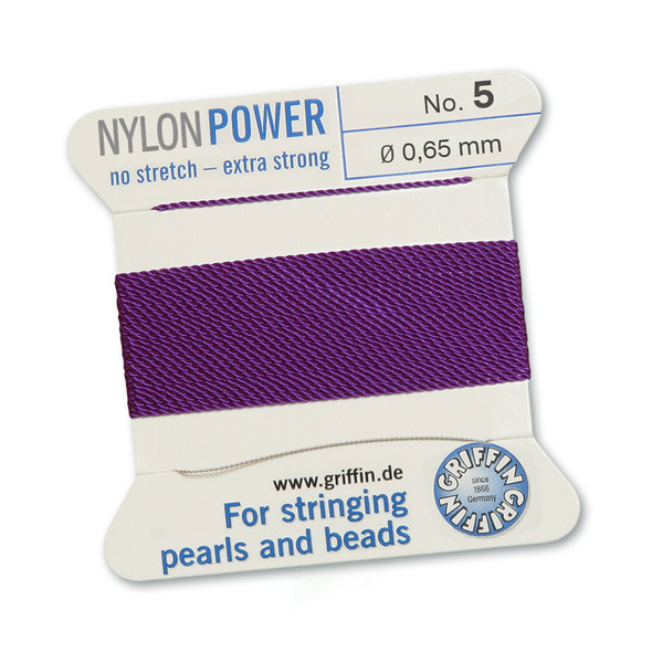 Griffin NylonPower Cord 2m 1 Needle - Size 5 Amethyst