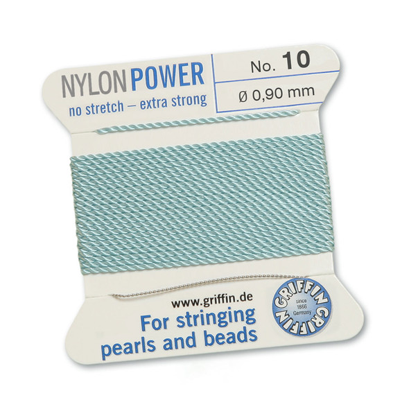 Griffin NylonPower Cord 2m 1 Needle - Size 10 Turquoise
