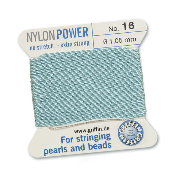 Griffin NylonPower Cord 2m 1 Needle - Size 16 Turquoise