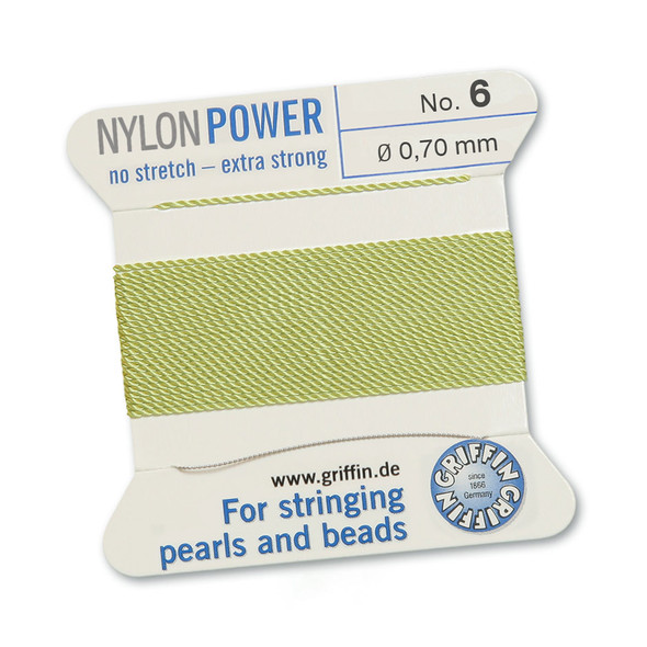 Griffin NylonPower Cord 2m 1 Needle - Size 6 Jade Green