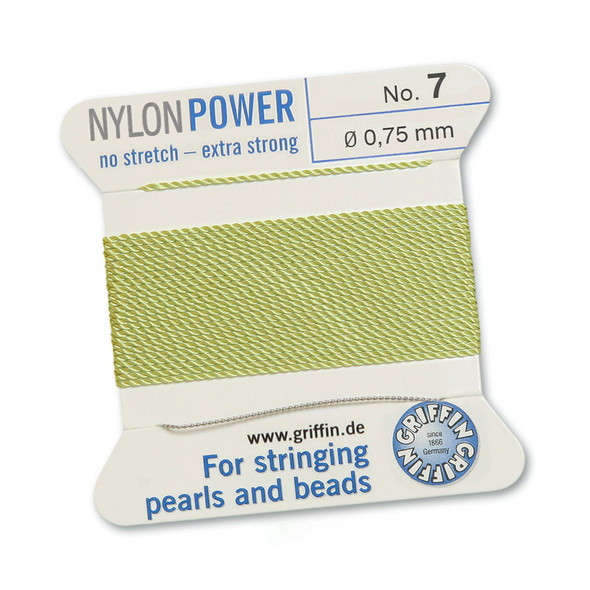 Griffin NylonPower Cord 2m 1 Needle - Size 7 Jade Green