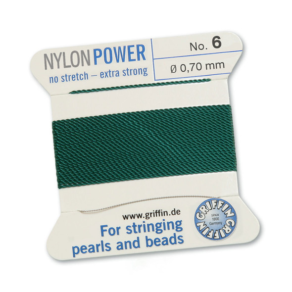 Griffin NylonPower Cord 2m 1 Needle - Size 6 Green