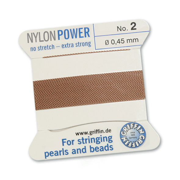 Griffin NylonPower Cord 2m 1 Needle - Size 2 Beige