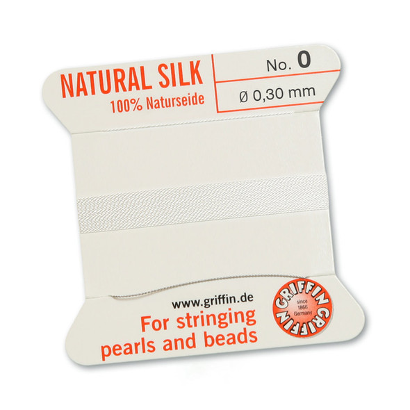 Griffin 100 % Natural Silk 2m 1 needle  - Size 0 white