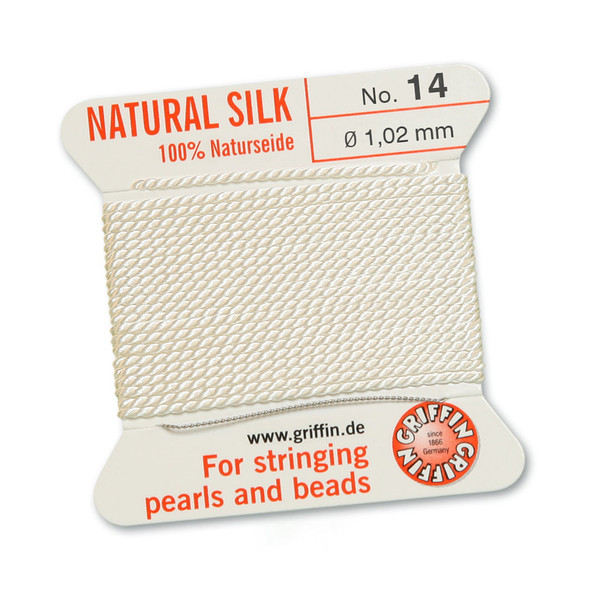 Griffin 100 % Natural Silk 2m 1 needle  - Size 14 white