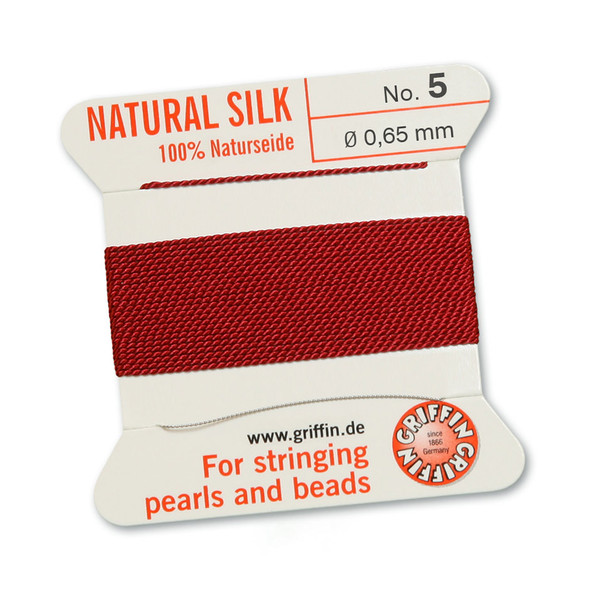 Griffin 100 % Natural Silk 2m 1 needle  - Size 5 garnet