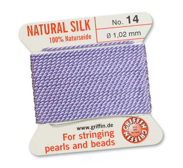 Griffin 100 % Natural Silk 2m 1 needle  - Size 14 lilac