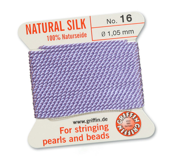 Griffin 100 % Natural Silk 2m 1 needle  - Size 16 lilac