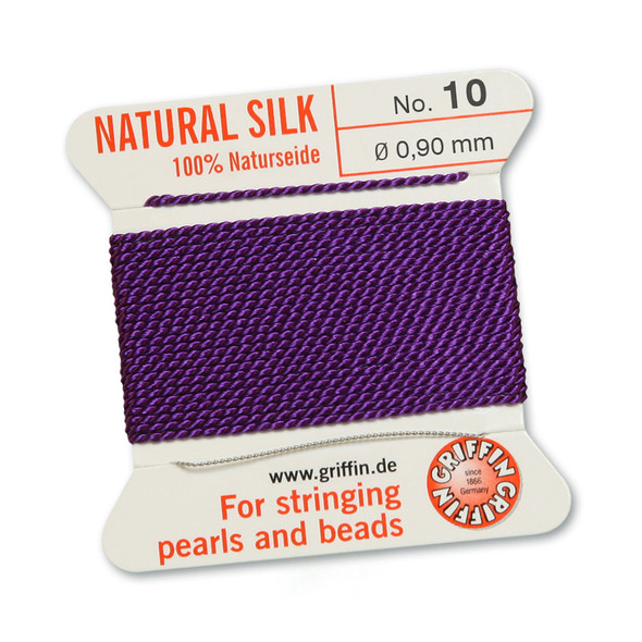 Griffin 100 % Natural Silk 2m 1 needle  - Size 10 amethyst