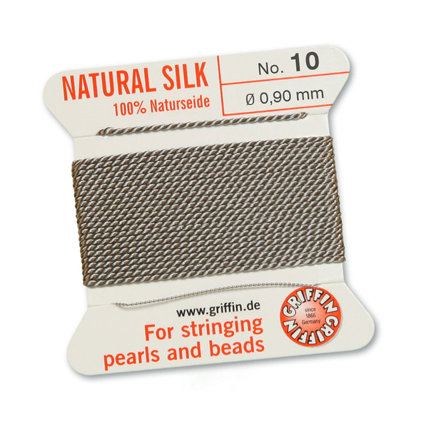 Griffin 100 % Natural Silk 2m 1 needle  - Size 10 grey