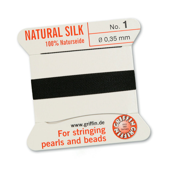 Griffin 100 % Natural Silk 2m 1 needle  - Size 1 black