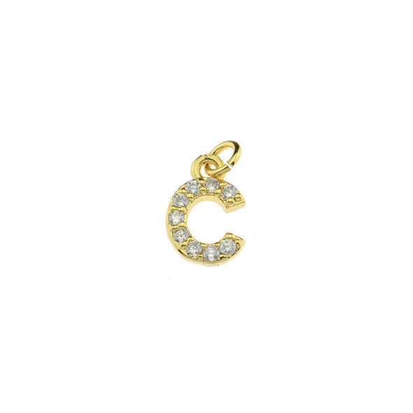 13mm Microset White CZ Letter C (Gold Plated) - 2/Pack