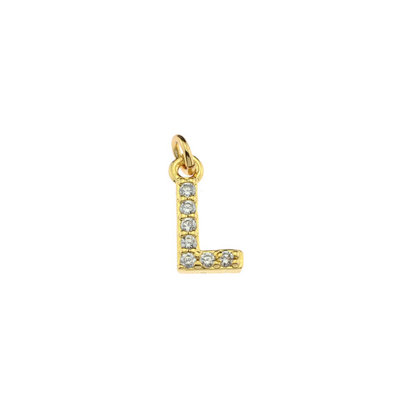 13mm Microset White CZ Letter L (Gold Plated) - 2/Pack