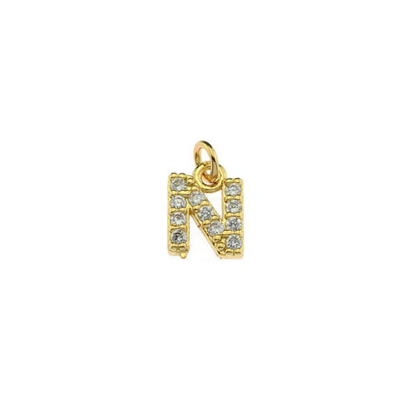 13mm Microset White CZ Letter N (Gold Plated) - 2/Pack