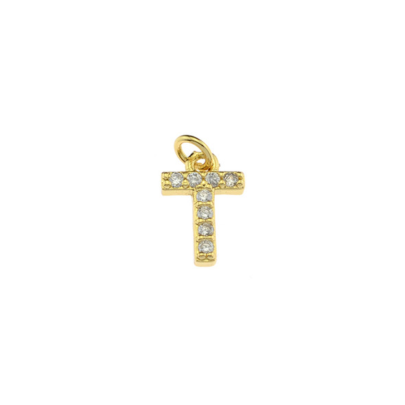 13mm Microset White CZ Letter T (Gold Plated) - 2/Pack