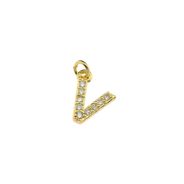 13mm Microset White CZ Letter V (Gold Plated) - 2/Pack