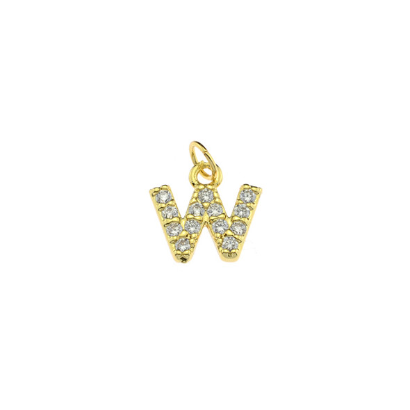 13mm Microset White CZ Letter W (Gold Plated) - 2/Pack