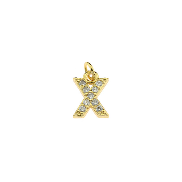 13mm Microset White CZ Letter X (Gold Plated) - 2/Pack