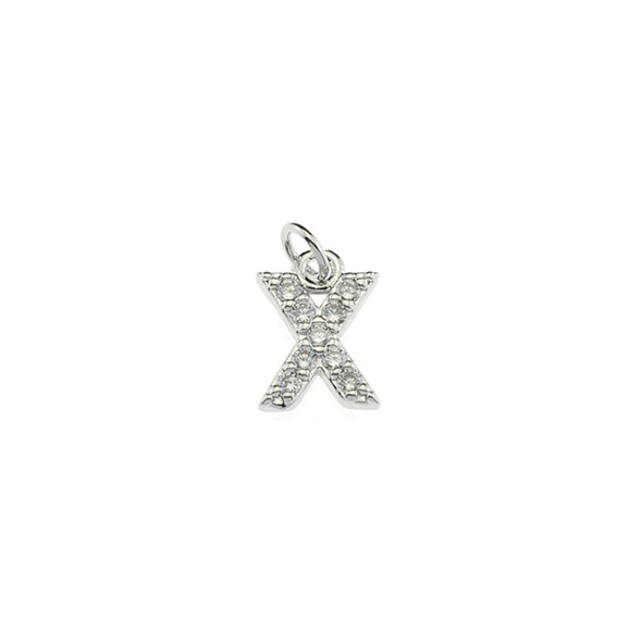 13mm Microset White CZ Letter X (Rhodium Plated) - 2/Pack