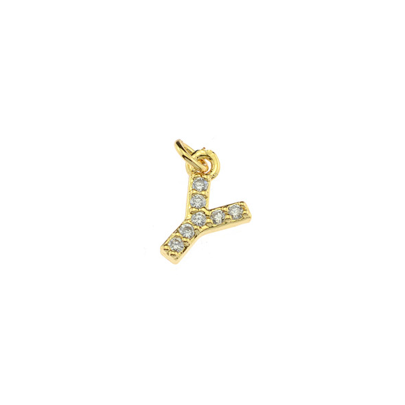 13mm Microset White CZ Letter Y (Gold Plated) - 2/Pack