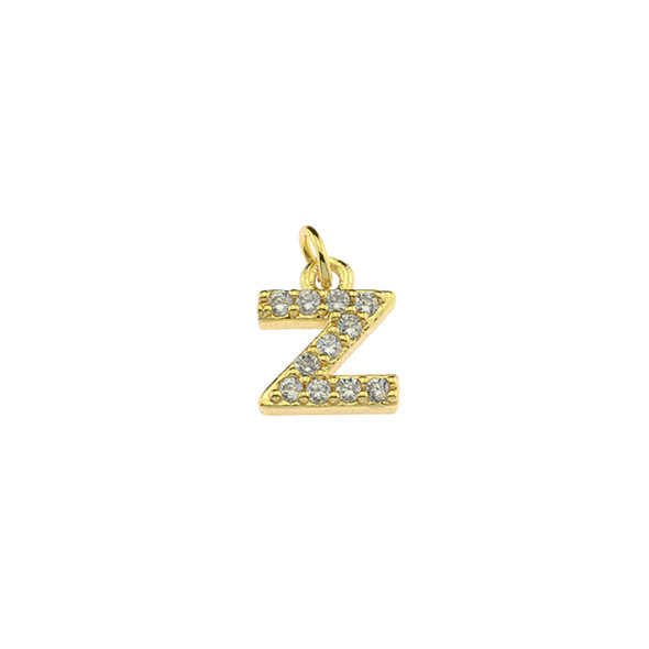 13mm Microset White CZ Letter Z (Gold Plated) - 2/Pack