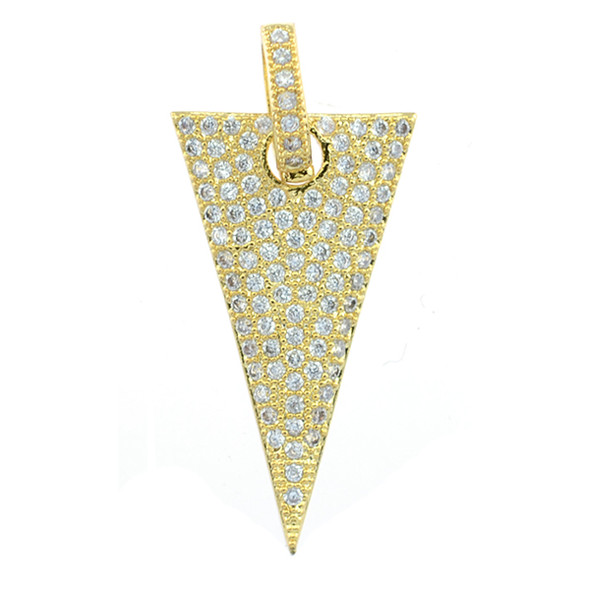 14x30mm Microset White CZ Triangle Charm (Gold Plated)