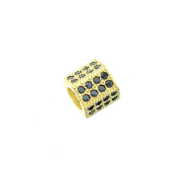 13X13mm Microset Black CZ Hex Tube Spacer (Gold Plated)