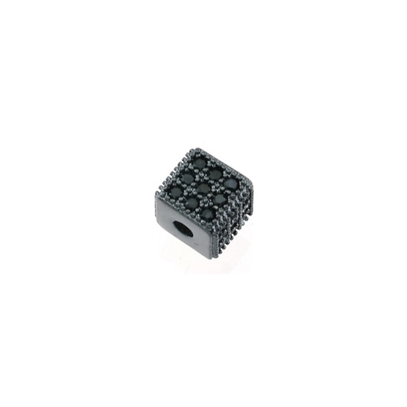 5mm Microset Black CZ Cube Bead (Black Rhodium Plated)