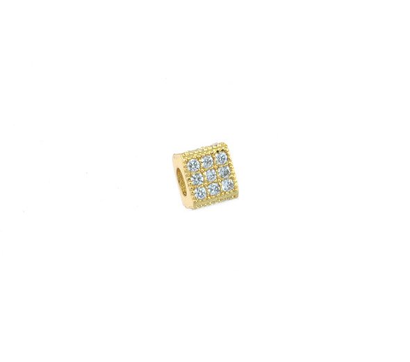5mm Microset White CZ Cube Bead (Gold Plated)