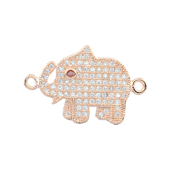 16x24mm Microset White CZ Elephant Connector (Rose Gold Plated)