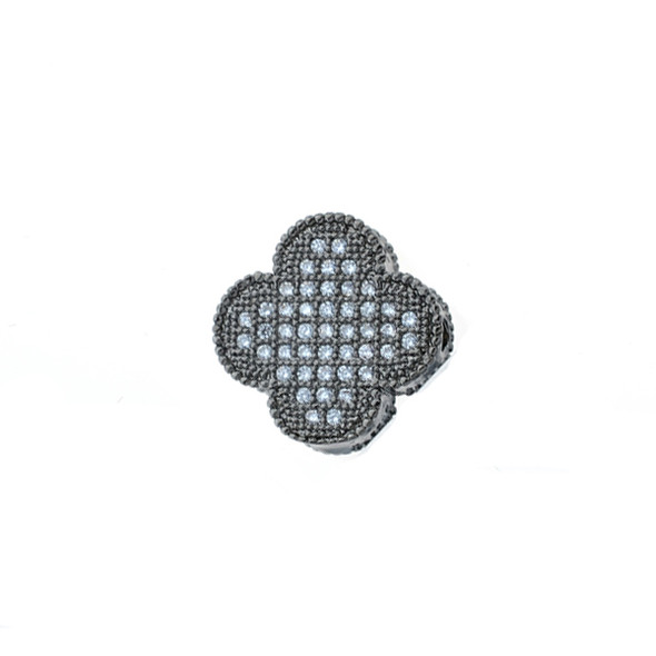 12mm Microset White CZ Clover Part (Black Rhodium Plated)