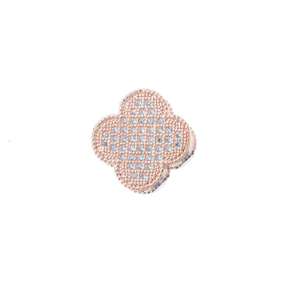 12mm Microset White CZ Clover Part (Rose Gold Plated)