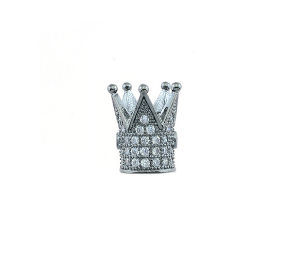 8x13mm Microset White CZ Crown Bead (Black Rhodium Plated)
