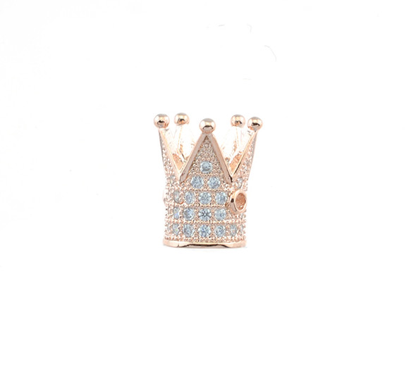 8x13mm Microset White CZ Crown Bead (Rose Gold Plated)