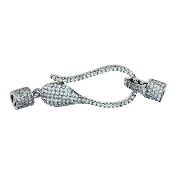 15x48mm Microset White CZ Fancy S Clasp (Black Rhodium Plated)