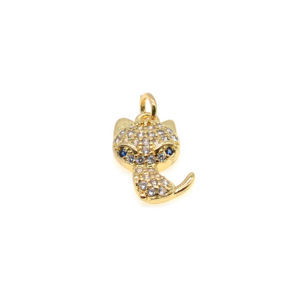 8mm x 15mm Microset White CZ Cat Charm (Gold Plated)
