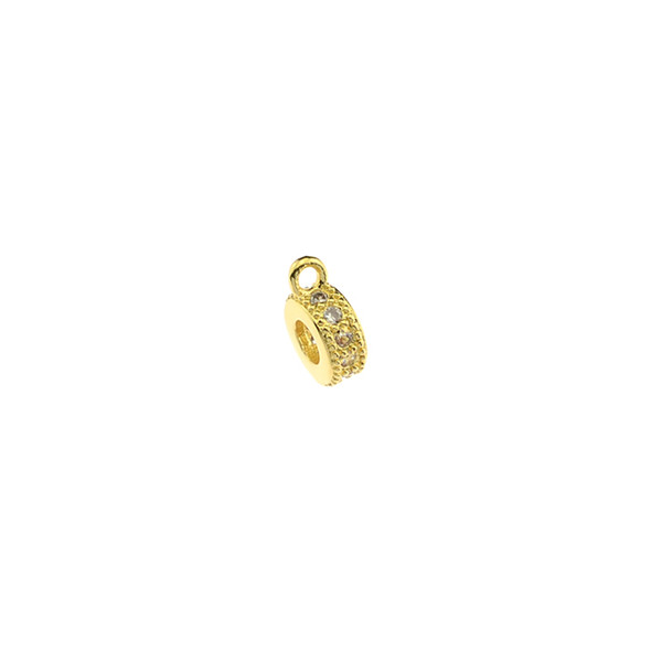 6x2mm Microset White CZ Single Row Spacer with Ring (Gold Plated) - 4/Pack