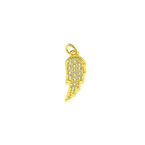 5x16mm Microset White CZ Angel Wing Charm (Gold Plated) - 3/Pack