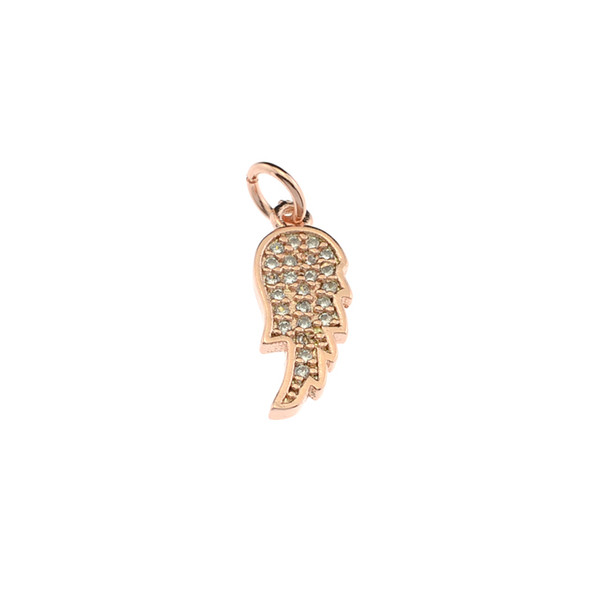 5x16mm Microset White CZ Angel Wing Charm (Rose Gold Plated) - 3/Pack