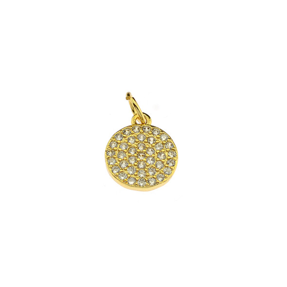 10x12mm Microset White CZ Disc Charm (Gold Plated) - 2/Pack