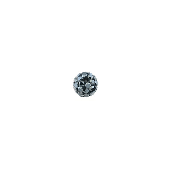 Pave Crystal Beads Jet Hematite 6MM - 6/pack