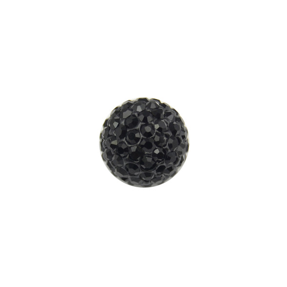 Pave Crystal Beads Jet Black 12MM - 6/pack
