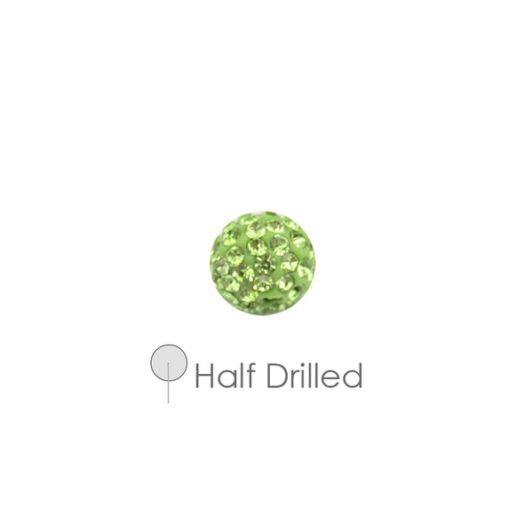 Pave Crystal Half Drilled Beads Peridot 8mm - 4/Pack