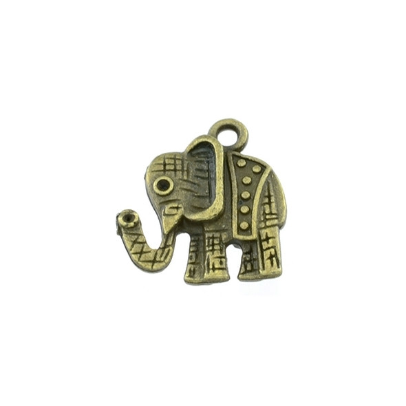 Pewter Elephant Charm 14mm x 16mm - Antique Brass (24Pcs)