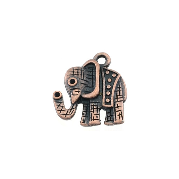 Pewter Elephant Charm 14mm x 16mm - Antique Copper (24Pcs)