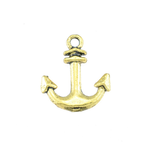 Pewter Anchor Charm - Gold (50Pcs)