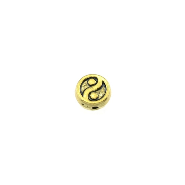 Pewter Ying Yang Bead 7mm - Gold (72Pcs)